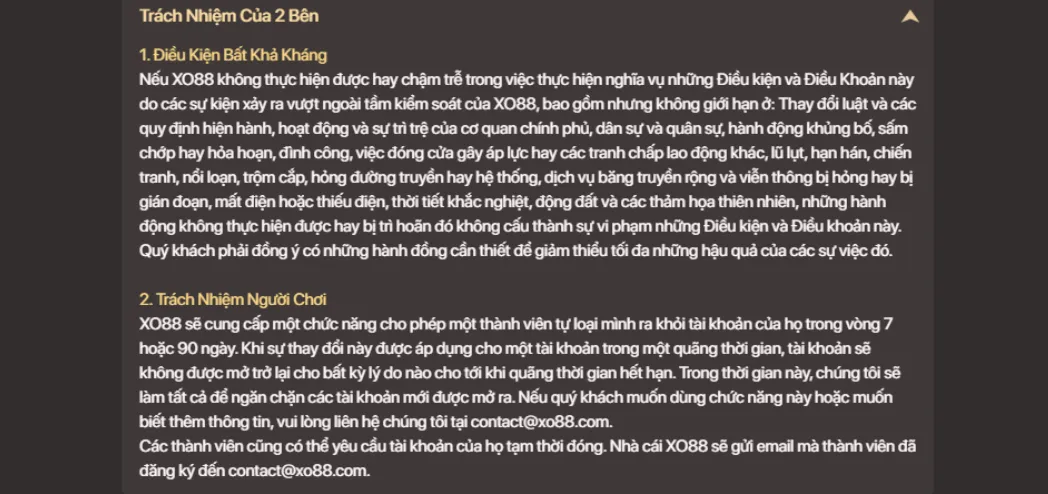 Quyền và nghĩa vụ của Xo88