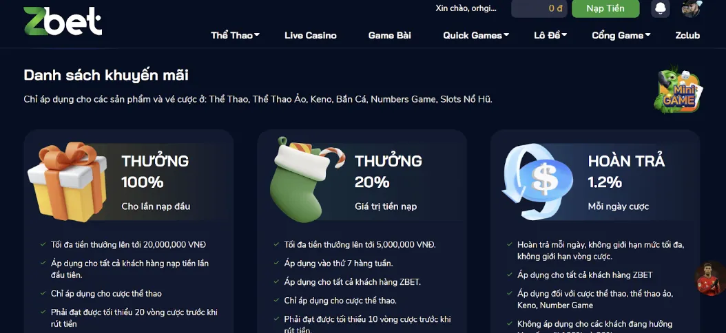 Giới thiệu những chương trình khuyến mãi hấp dẫn của ZBET
